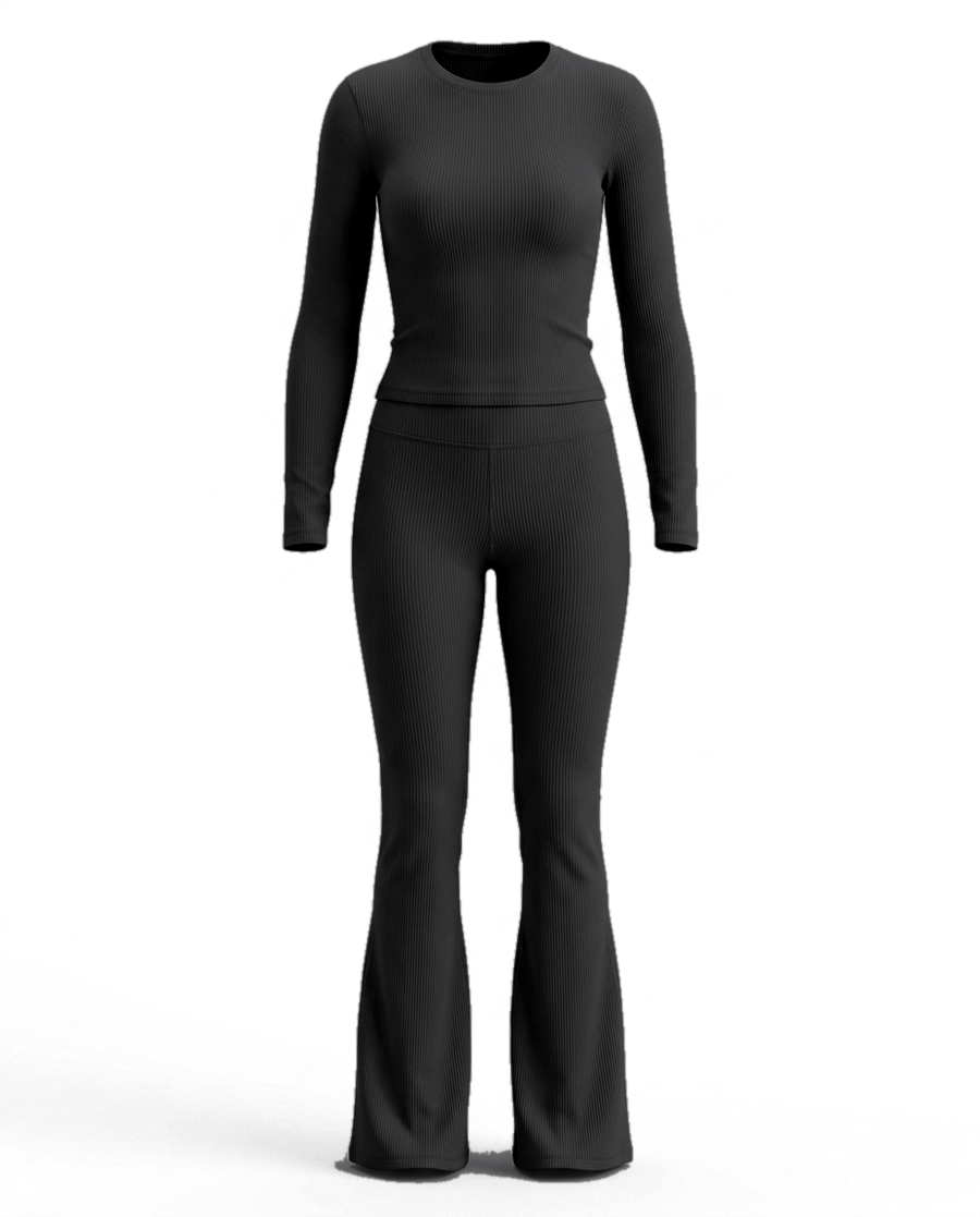 Volsa Ribbed Set in black