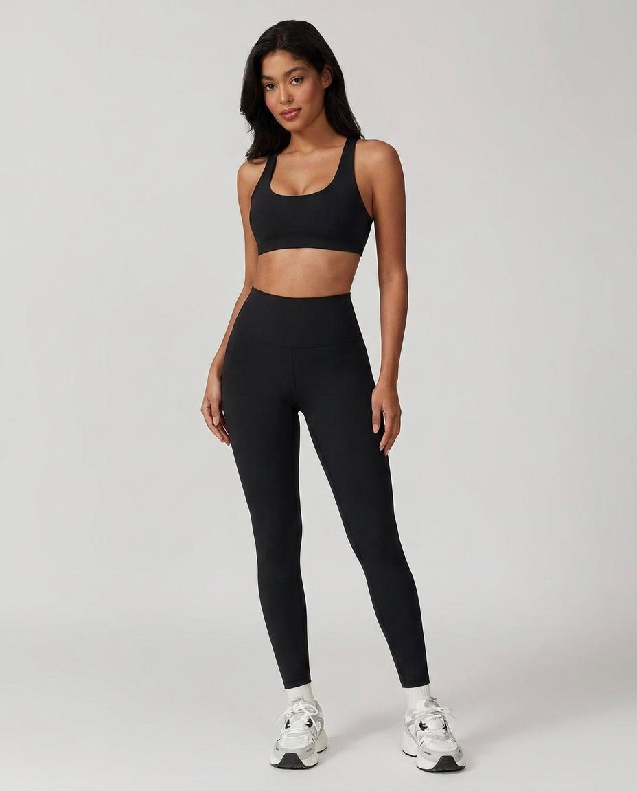 Volsa High Waist Leggings in black, worn, front