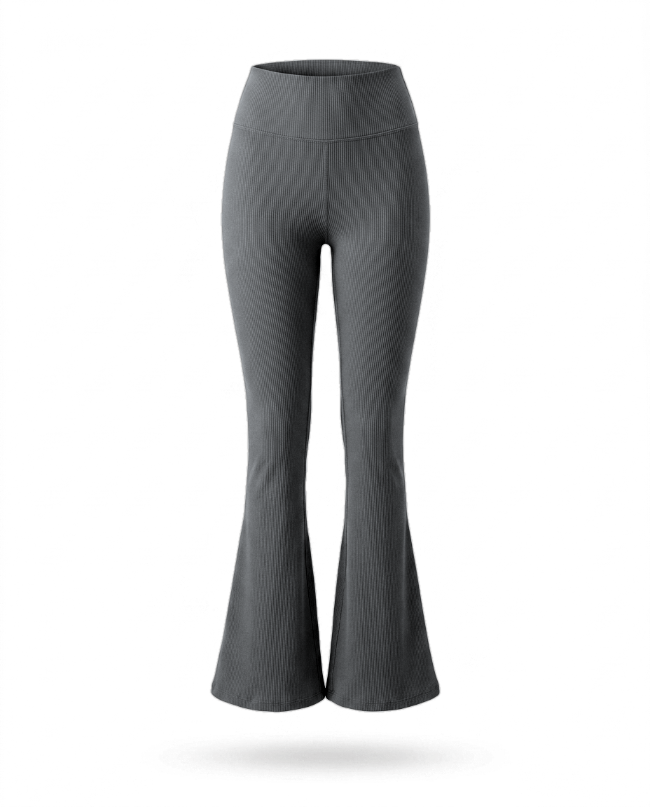 Volsa Ribbed Flare Leggings in charcoal