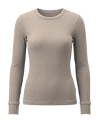 Volsa Ribbed Long Sleeve Tee in taupe