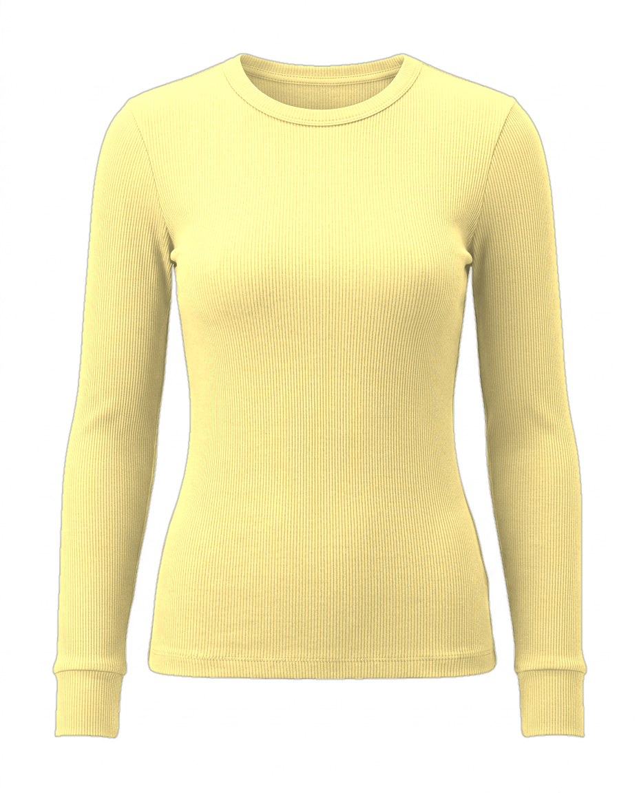 Volsa Ribbed Long Sleeve Tee Yellow