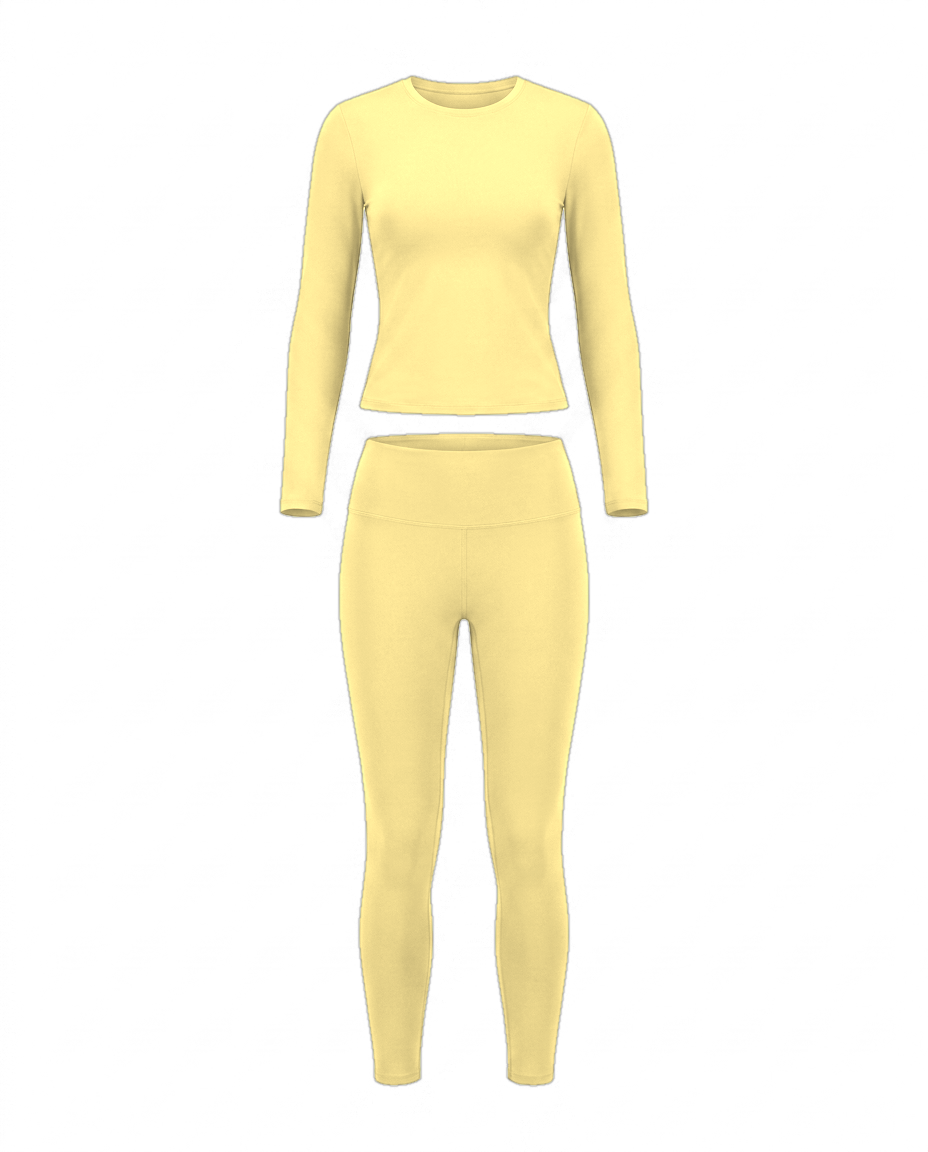 Volsa Long Sleeve Tee and Leggings Set Yellow