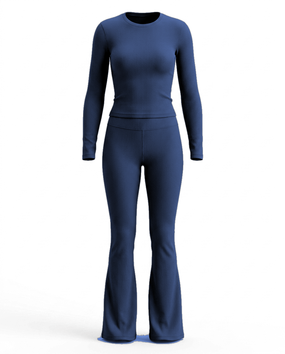 Volsa Ribbed Set in navy