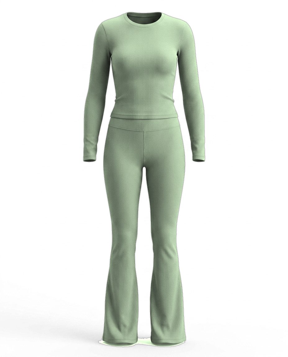 Volsa Ribbed Set in sage