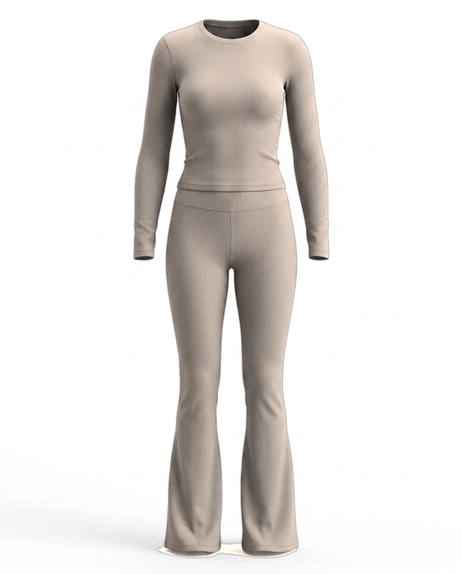 Volsa Ribbed Set in taupe