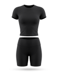 Volsa Tee and Shorts Set in black