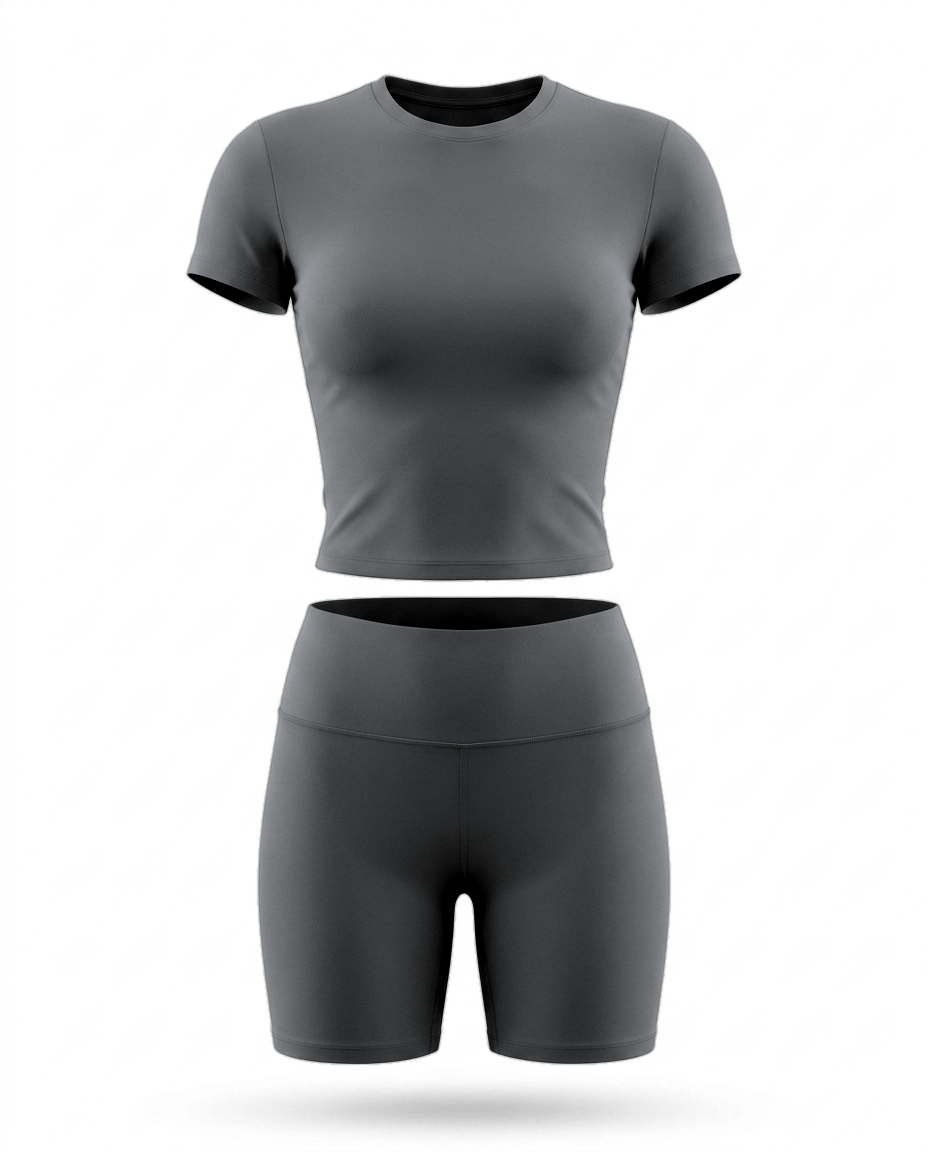 Volsa Tee and Shorts Set in charcoal