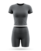 Volsa Tee and Shorts Set in charcoal