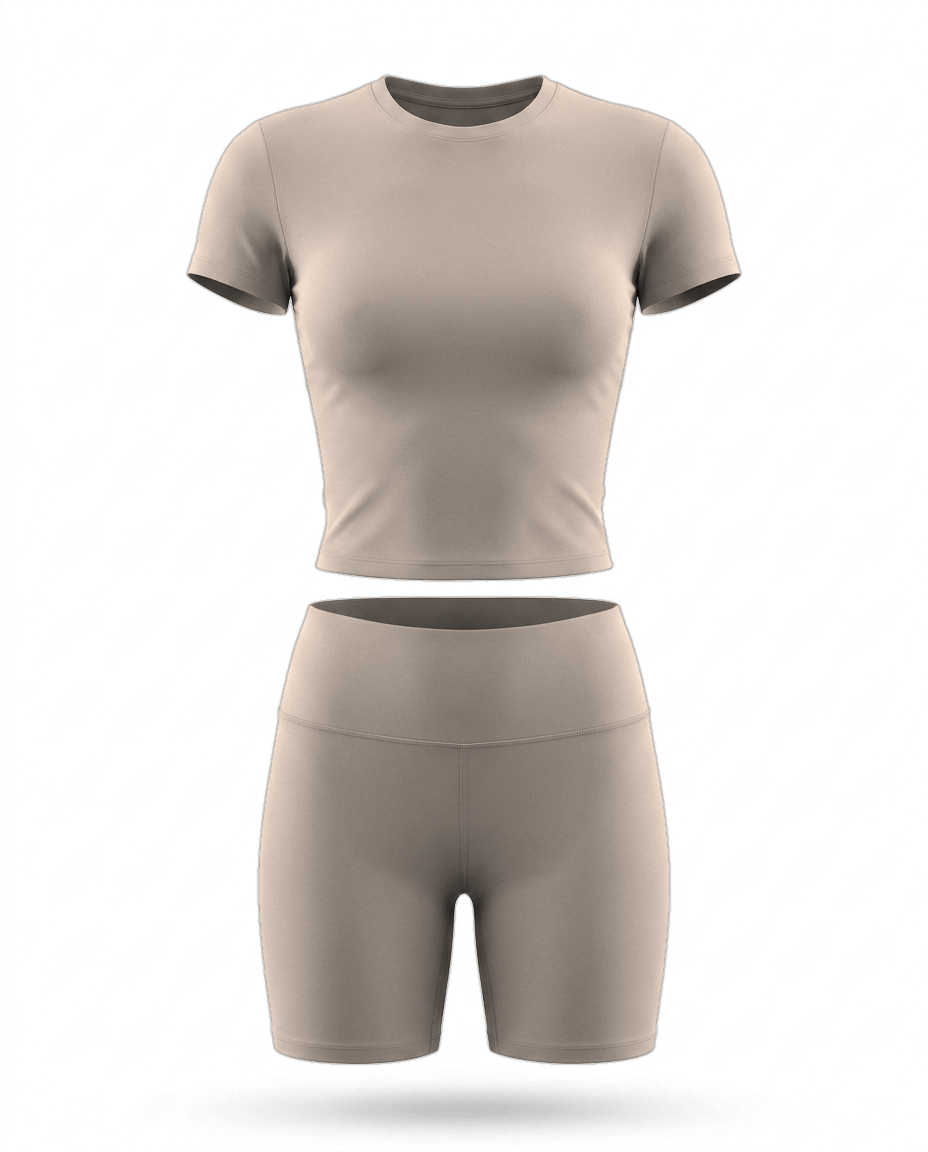Volsa Tee and Shorts Set in taupe