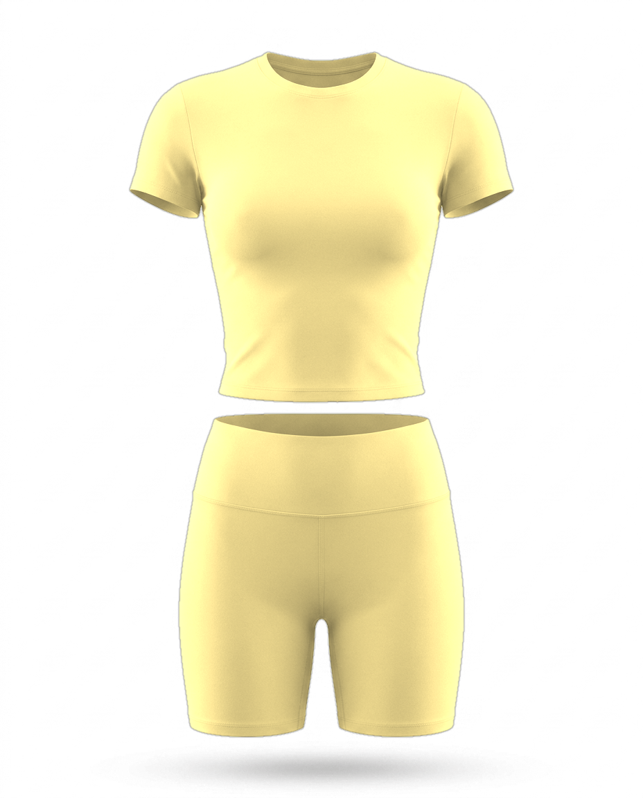 Volsa Short Sleeve Tee and Shorts Set Yellow