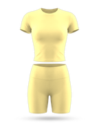 Volsa Short Sleeve Tee and Shorts Set Yellow
