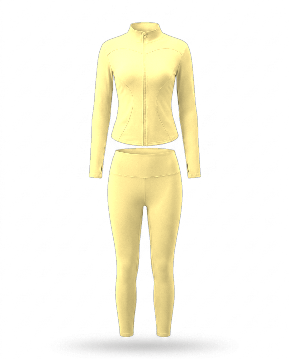 Volsa Zip Jacket and Leggings Set Yellow