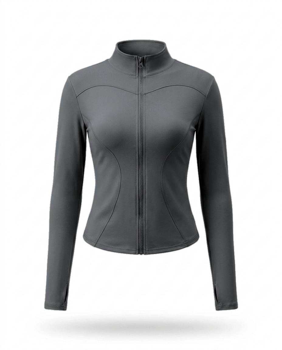 Volsa fitted zip jacket in Charcoal