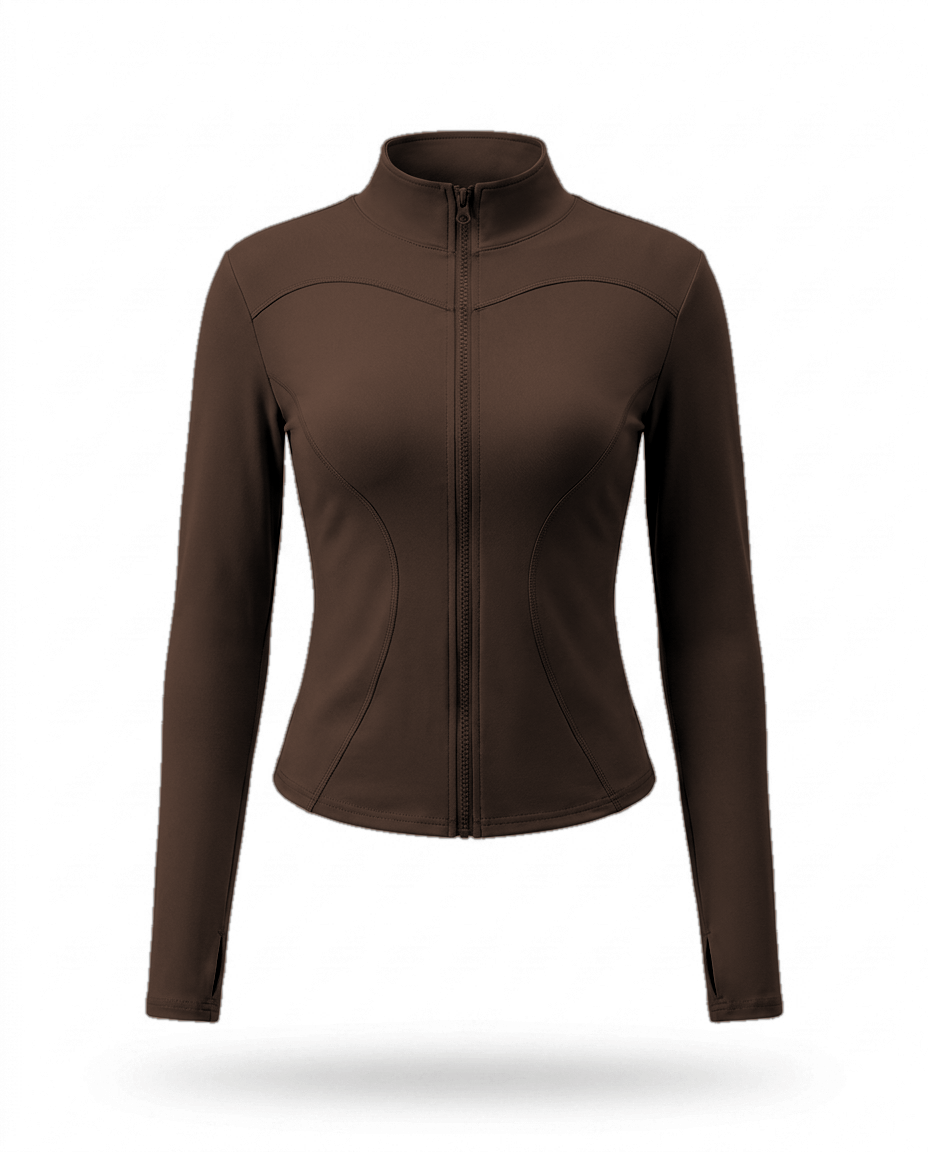 Volsa fitted zip jacket in Espresso