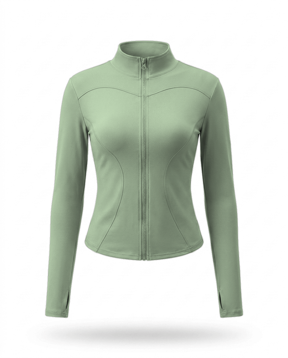 Volsa fitted zip jacket in Sage