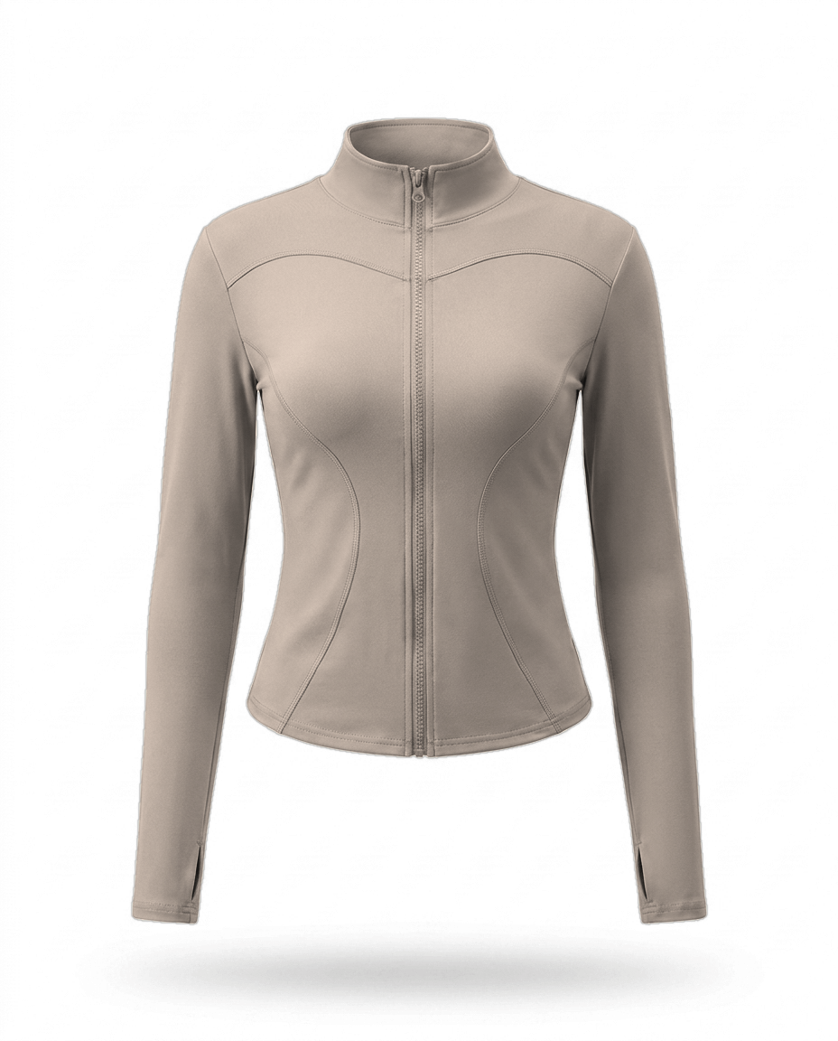 Volsa fitted zip jacket in Taupe