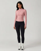 Volsa Fitted Zip Jacket in pink, worn, front